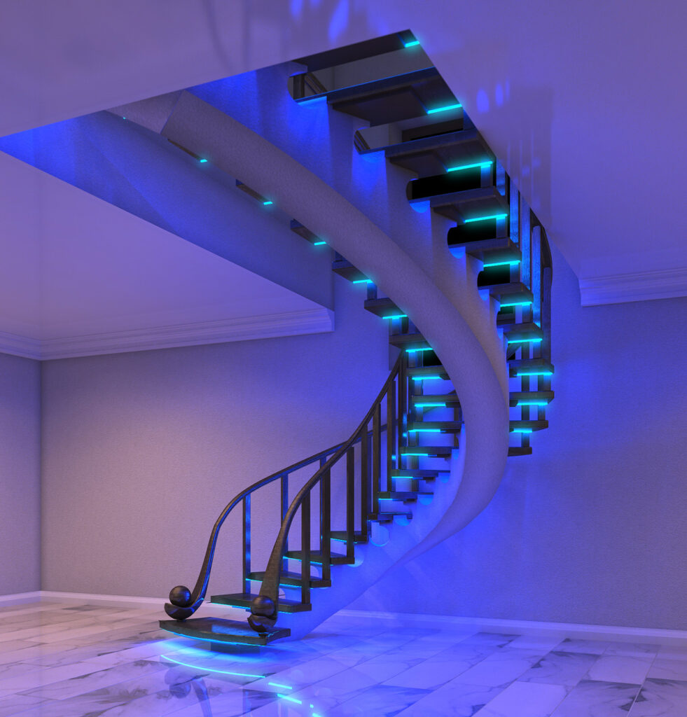 Gorgeous Blue LED Stair Lights