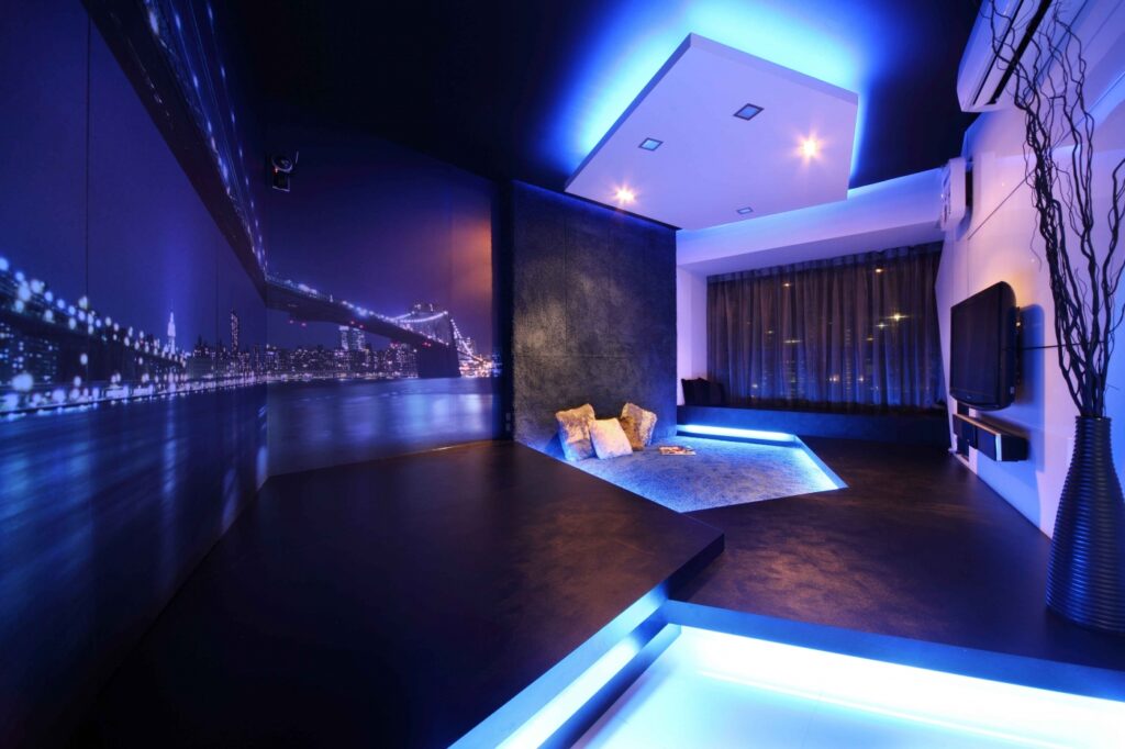 Luxury light blue aesthetic room