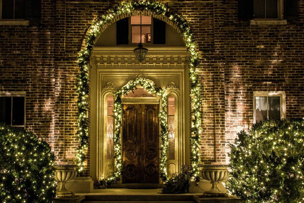 christmas lights around doors